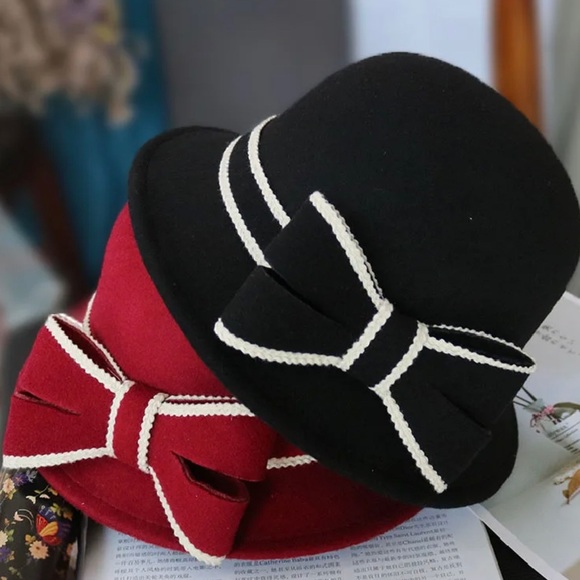 New! “The Clever Girl” Handmade Felt Bow Accent British Style Hat DROPS 11/16 - Picture 2 of 5